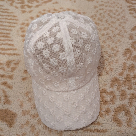 White Floral Lace Baseball Cap | Coquette • Balletcore • Soft Girl Aesthetic - Picture 2 of 8